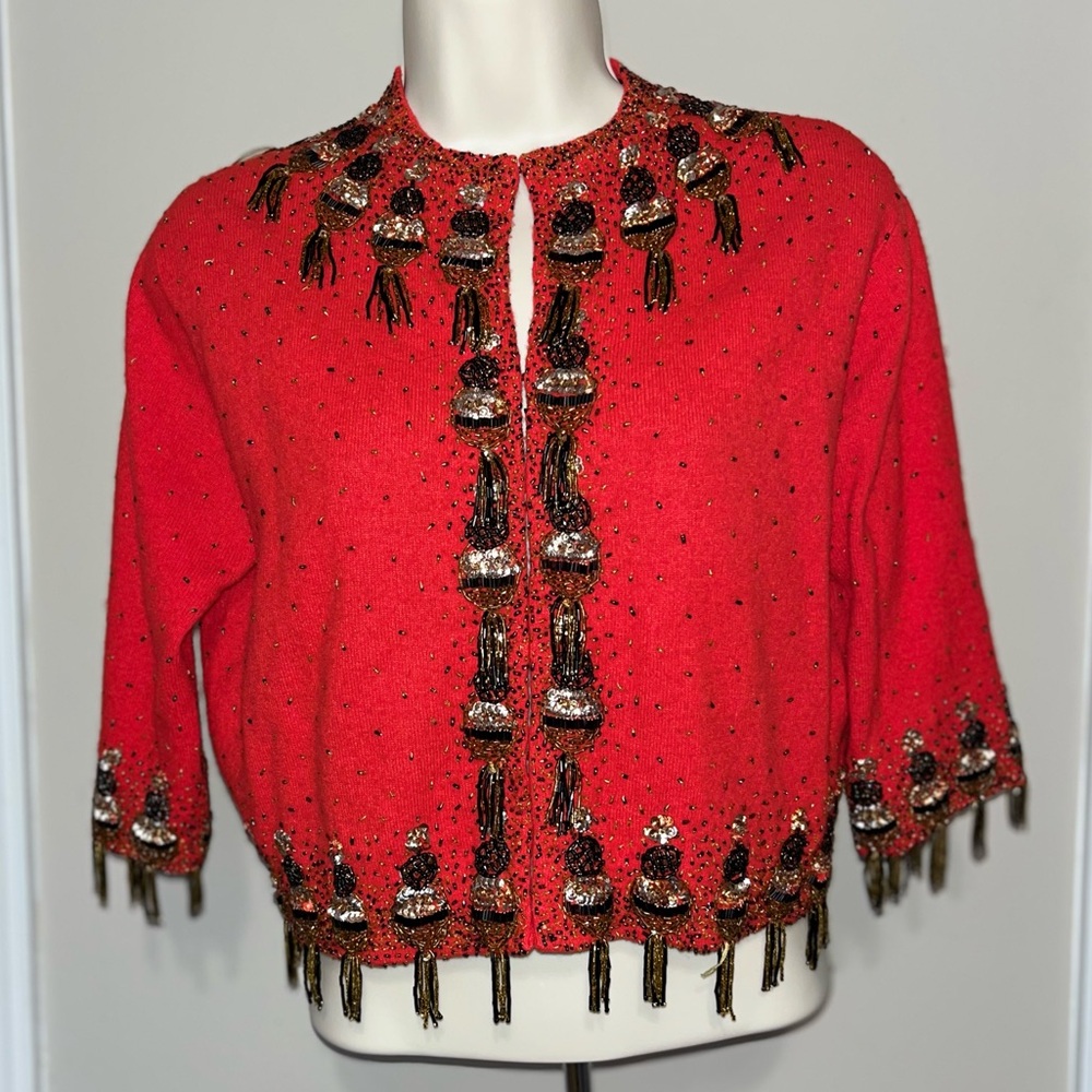 Doreen Lok Vintage 1960s Glamorous Luxury Sequin Top Cardigan